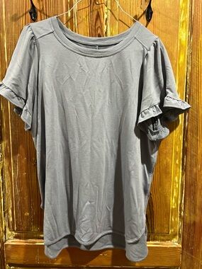 Cupio Blue Ruffle Sleeve Knit Top